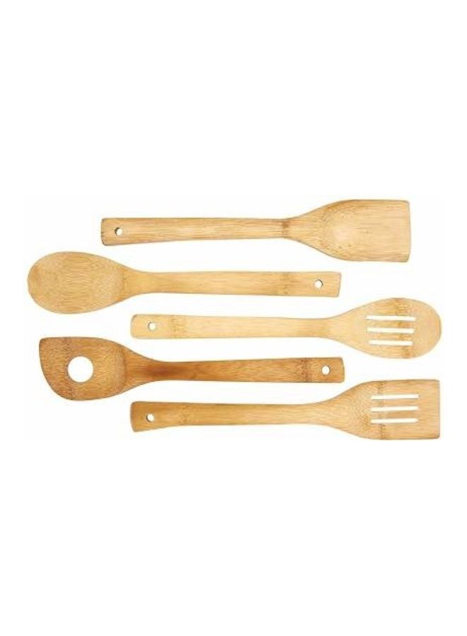 كلاسي تاتش طقم ملاعق تقديم خشبية مكون من 5 قطع بني 30x10x6سم - Image 3