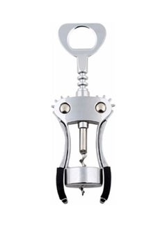 Wing Style Bottle Corkscrew Opener with Built In Bottle Opener Silver 19cm