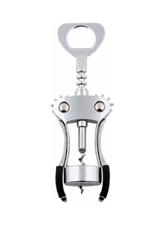 CLASSYTOUCH - Wing Style Bottle Corkscrew Opener with Built In Bottle Opener Silver 19cm - Image 1