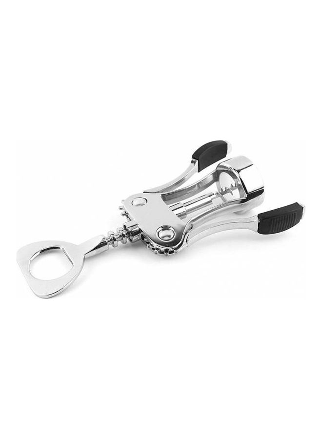 CLASSYTOUCH - Wing Style Bottle Corkscrew Opener with Built In Bottle Opener Silver 19cm - Image 1