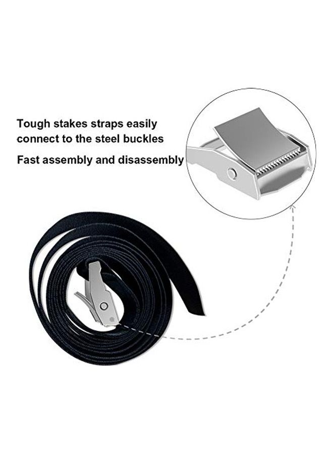 Set of 4 Heavy Duty Trampoline Part Corkscrew Shape Steel Stakes Anchor Kit with T Hook, 4 Strong Belt