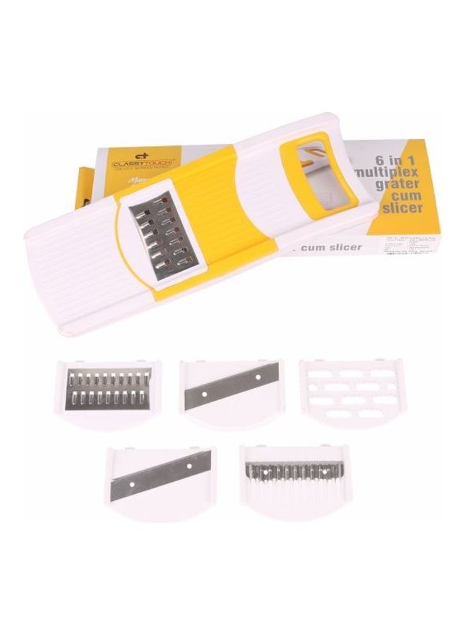 CLASSYTOUCH 6 in 1 Multipurpose Grater Along With Slicer White/Silver/Yellow 27x9.5cm  - Image 4