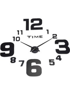 M.Sparkling 3D Mirror Effect Stickers Frameless Number Figure Diy Wall Clock Black