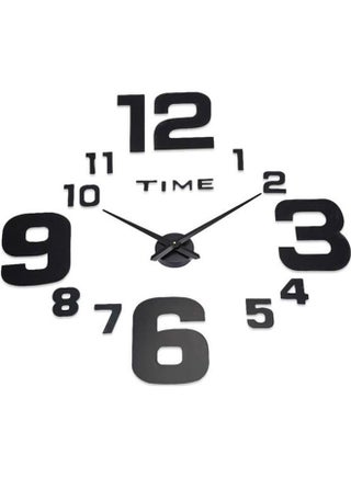 M.Sparkling 3D Mirror Effect Stickers Frameless Number Figure Diy Wall Clock Black - v1627207166/N49441397A_1