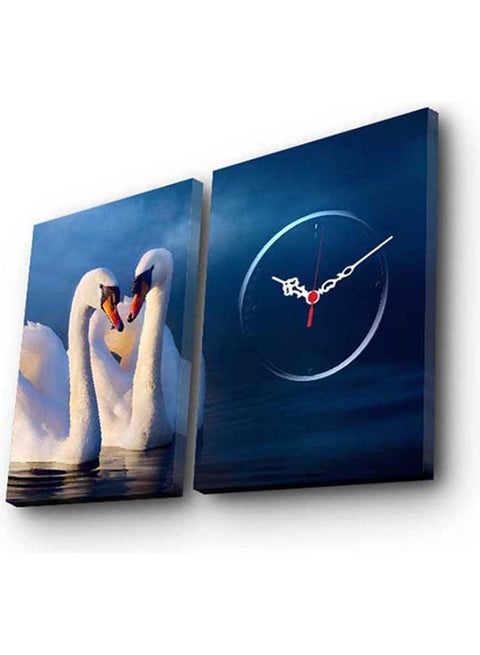 248Cty1666 Decorative Canvas Wall Clock (2 Pieces) MultiColour