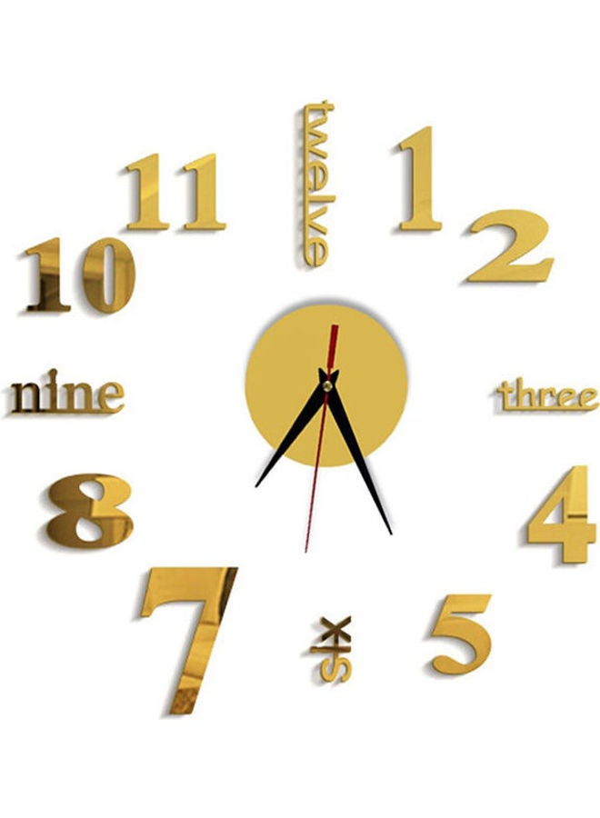 Quartz Digital 3D Wall Clock Acrylic Sticker Wall Clock Home Decoration Gold - Image 1
