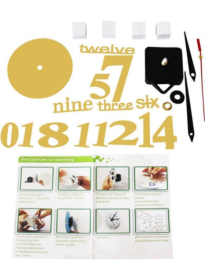 Quartz Digital 3D Wall Clock Acrylic Sticker Wall Clock Home Decoration Gold - Image 2