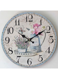 Generic Flower Print Wall Decoration Retro Clocks MultiColour  - Image 2