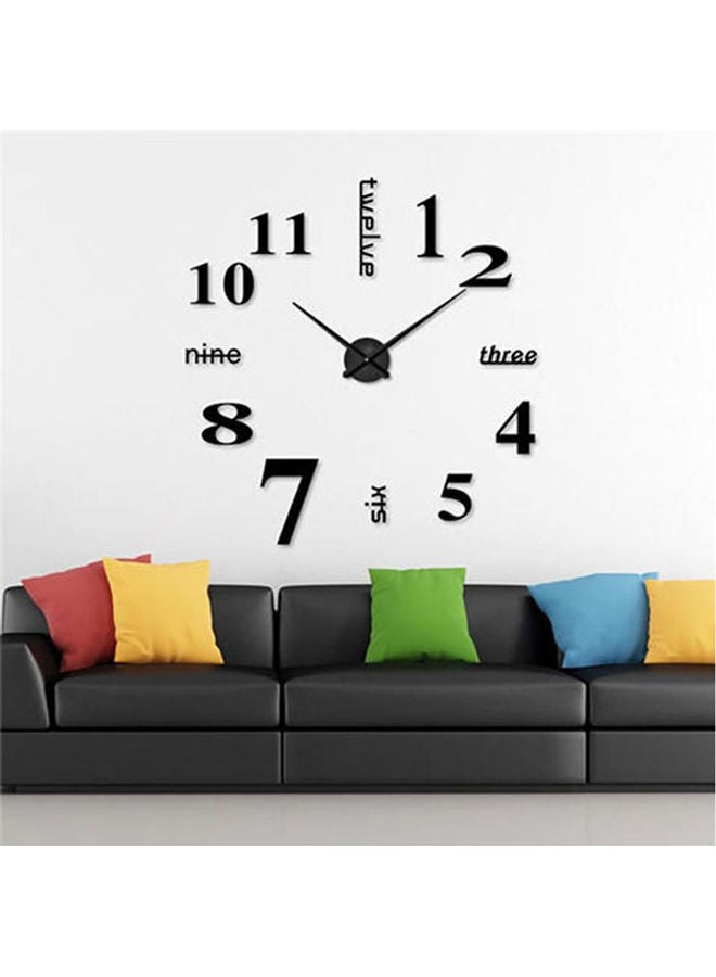 Large Diy Quartz 3D Wall Clock Acrylic Sticker Roman Number Wall Clock Black - Image 3