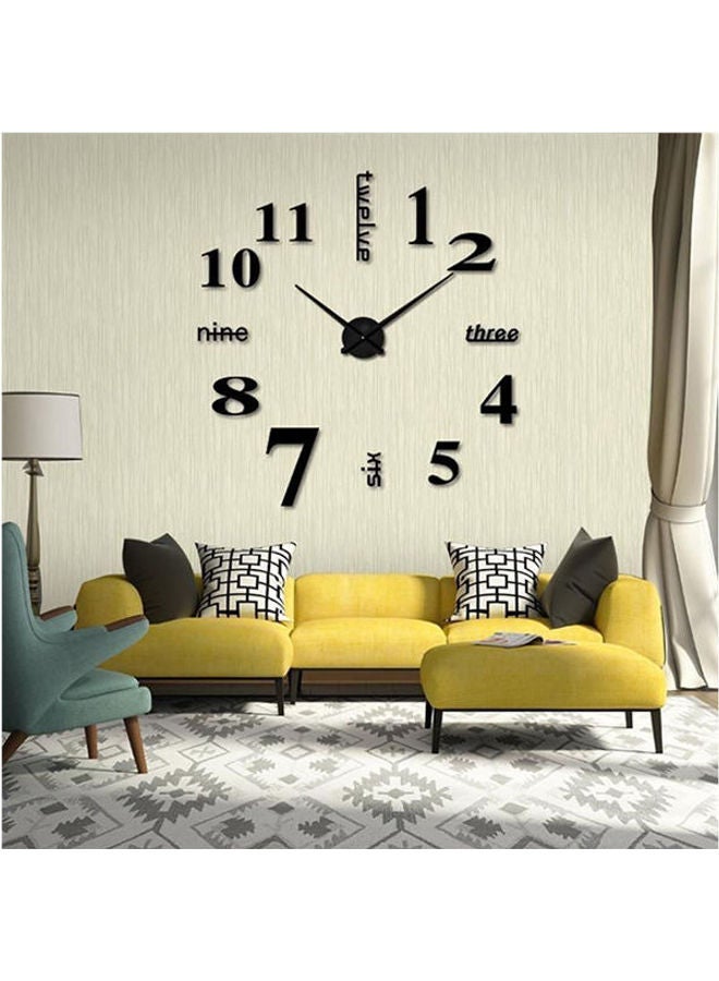 Large Diy Quartz 3D Wall Clock Acrylic Sticker Roman Number Wall Clock Black - Image 2