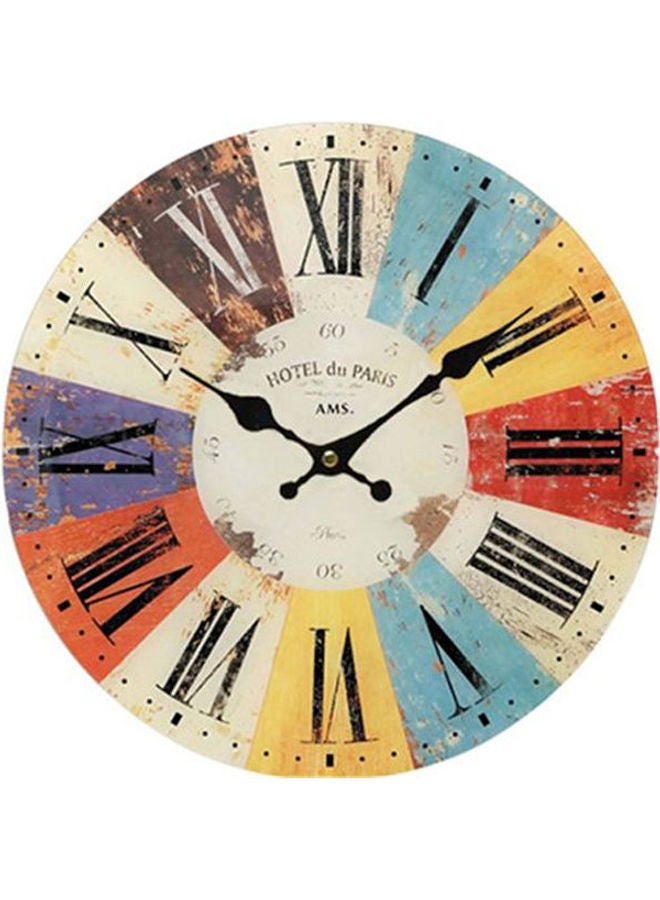 إيه إم إس ساعة حائط بعقارب/رقمية من الخشب طراز AMS