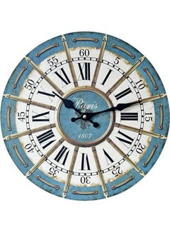 Beauenty Vintage Farmhouse Style Rustic 12 Inch Round Wooden Wall Clock Wall Decor Home Decor Multicolour  - Image 1