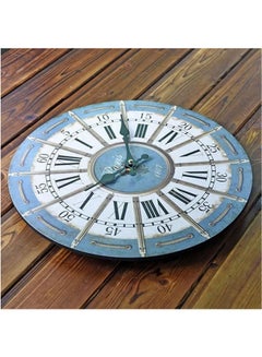 Beauenty Vintage Farmhouse Style Rustic 12 Inch Round Wooden Wall Clock Wall Decor Home Decor Multicolour  - Image 2