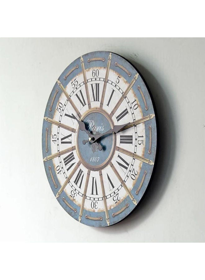 Beauenty Vintage Farmhouse Style Rustic 12 Inch Round Wooden Wall Clock Wall Decor Home Decor Multicolour  - Image 3