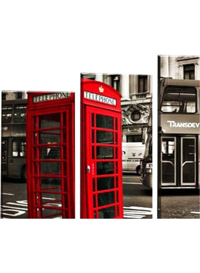 Evidea - Canvastime 5 Piece London Canvas With Wall Clock  Multi Multicolour - Image 1