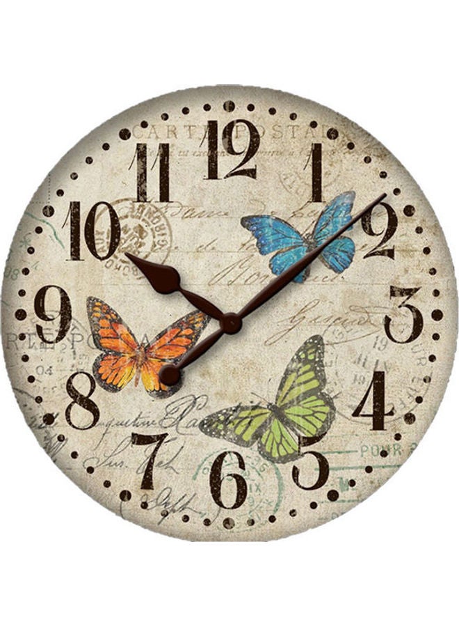ساعة حائط خشبية مقاس 40 سم متعدد الألوان