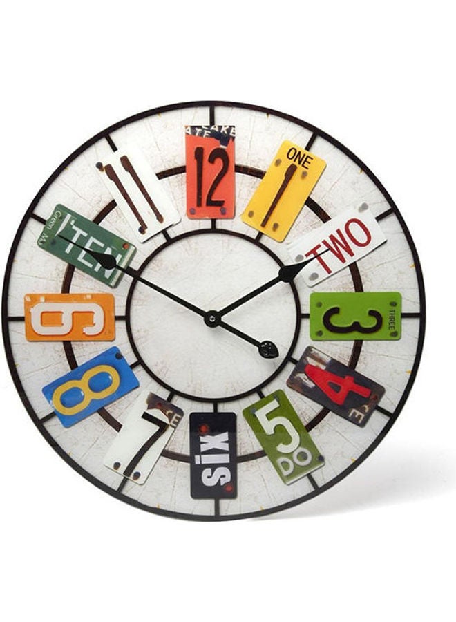 Generic - Wooden Wall Clock 40 Cm Multicolour - Image 1