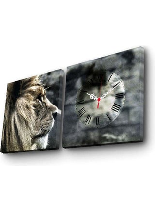 Clock Art 228Cla2606 Decorative Canvas Wall Clock (2 Pieces) Multicolour - v1627207911/N49442054A_1