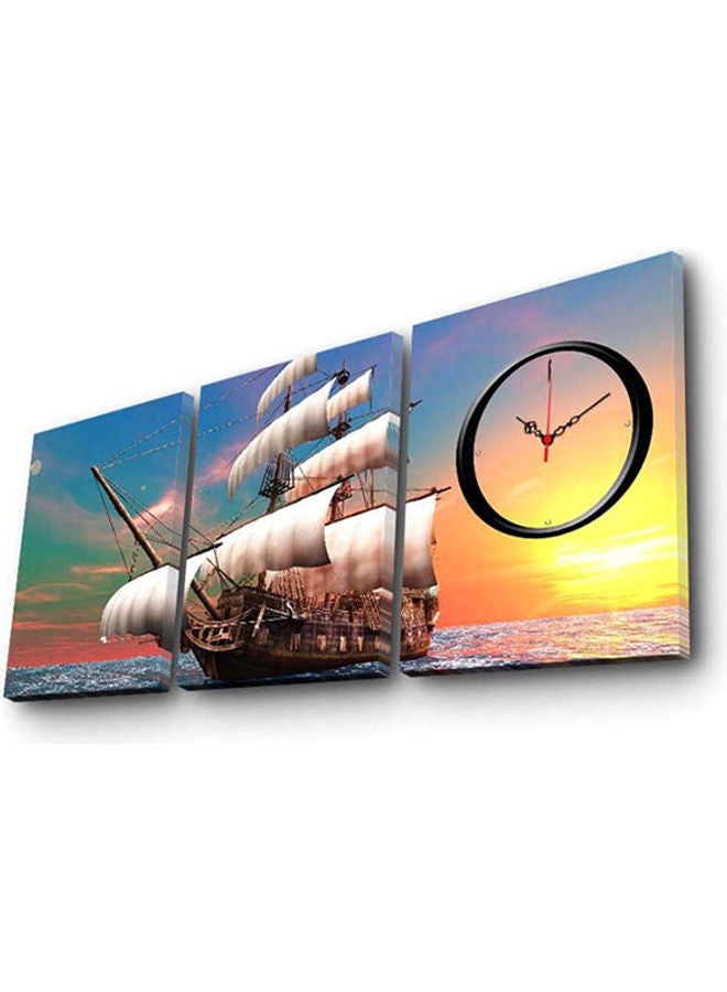 Clockity 248Cty1674 Decorative Canvas Wall Clock (3 Pieces) Multicolour - Image 1