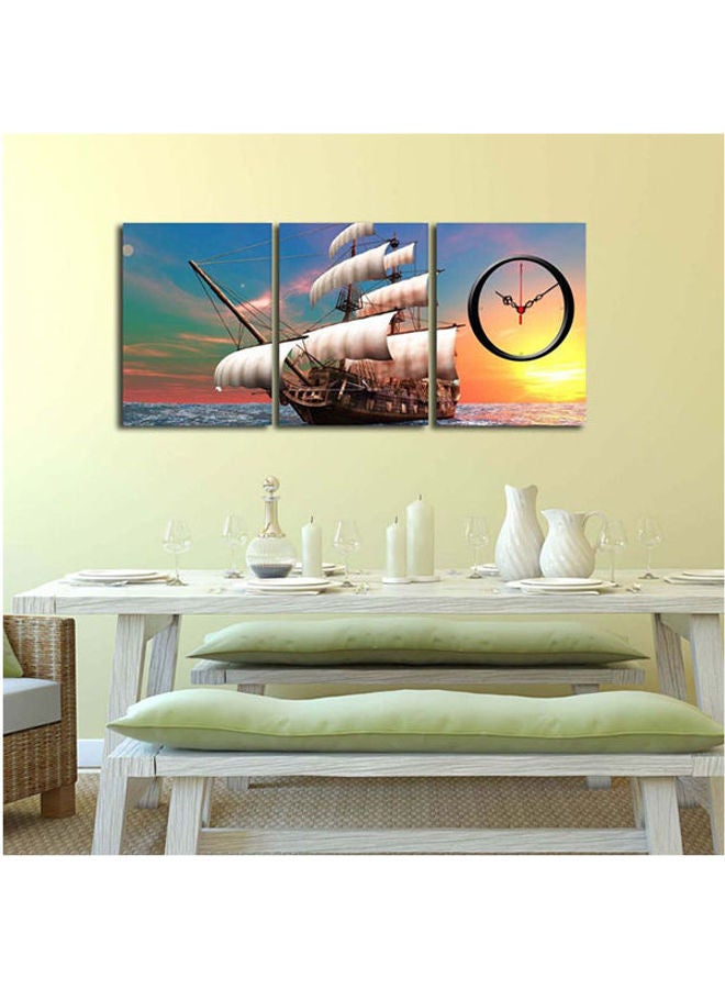 Clockity 248Cty1674 Decorative Canvas Wall Clock (3 Pieces) Multicolour - Image 2