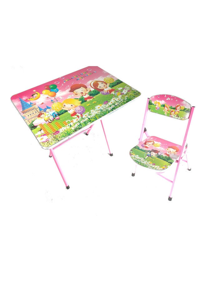 طاولة مدرسية وكرسي من الخشب قابلان للطي متعدد الألوان - Image 1