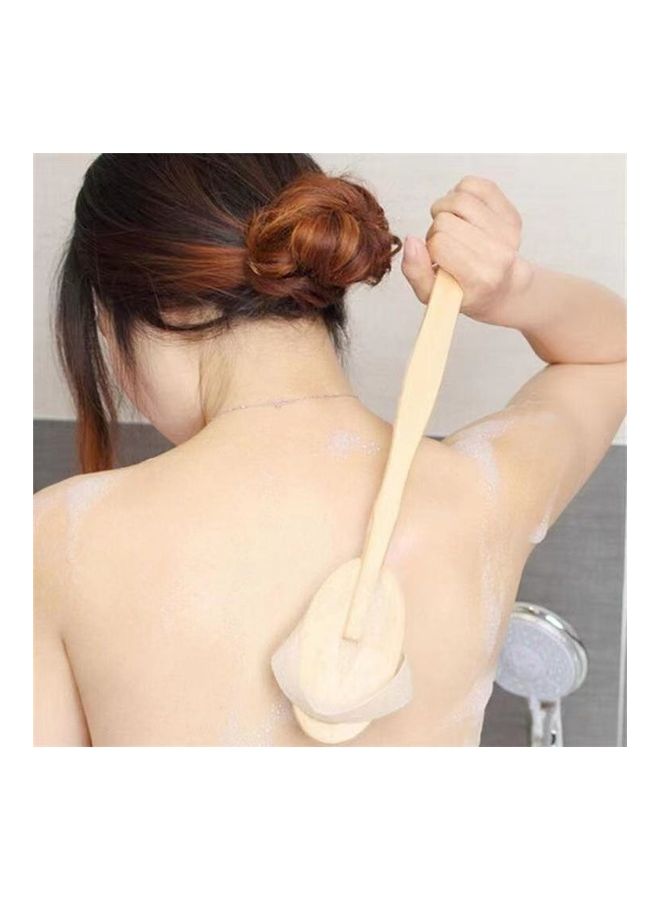 فرشاة استحمام بشعيرات ناعمة لتنظيف الظهر مع مقبض طويل من الخيزران مضاد للانزلاق بيج Free Size - Image 2