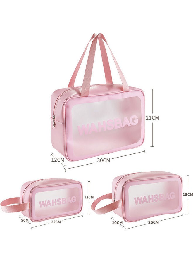 Portable Large Capacity Waterproof Cosmatic Bag Pink - Image 2
