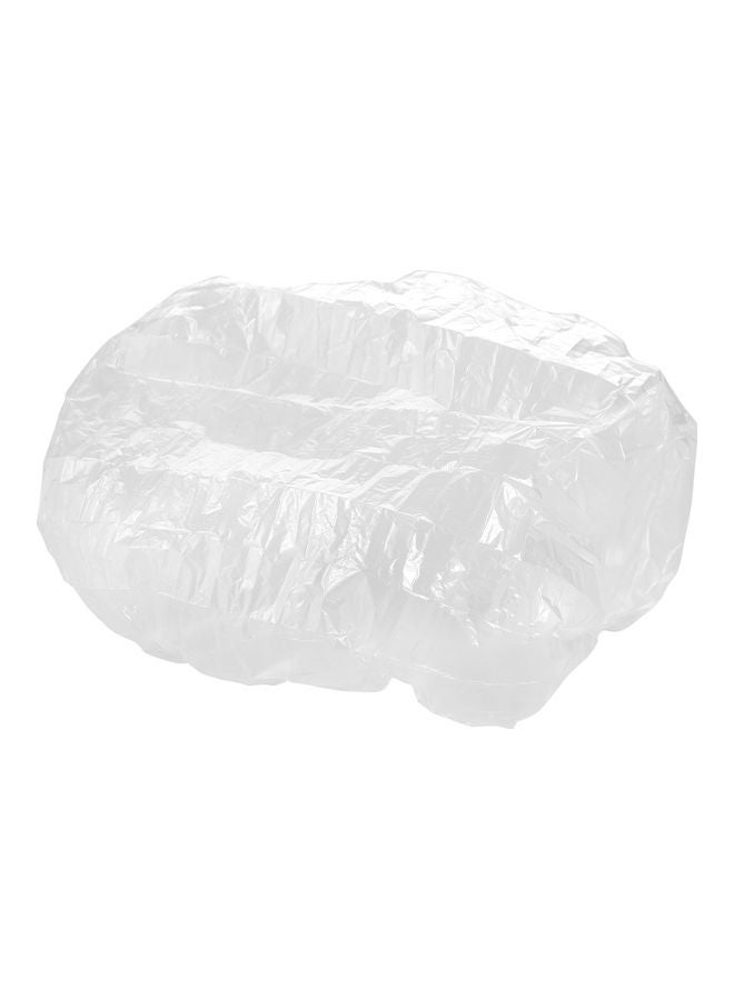 100-Piece Waterproof and Dustproof Elastic Bathing Shower Caps Transparent - Image 1