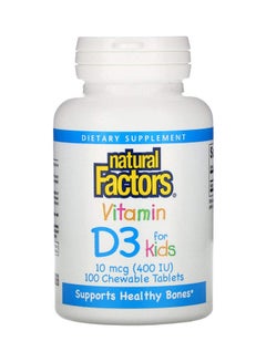 natural Factors Vitamin D3 for Kids Strawberry Flavor 100 Chewable Tablets 