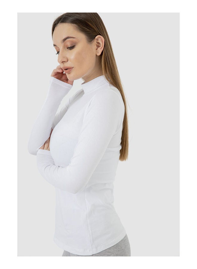 كارينا قميص برقبة عالية مقاس LS طراز M4551 أبيض - Image 4