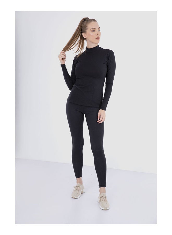 كارينا قميص برقبة عالية مقاس LS طراز M4551 أسود - Image 1