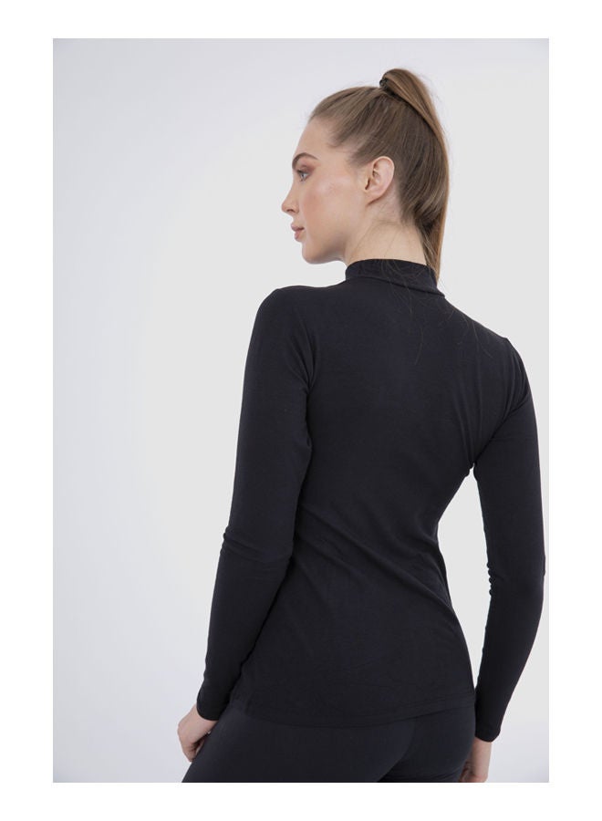 كارينا قميص برقبة عالية مقاس LS طراز M4551 أسود - Image 2