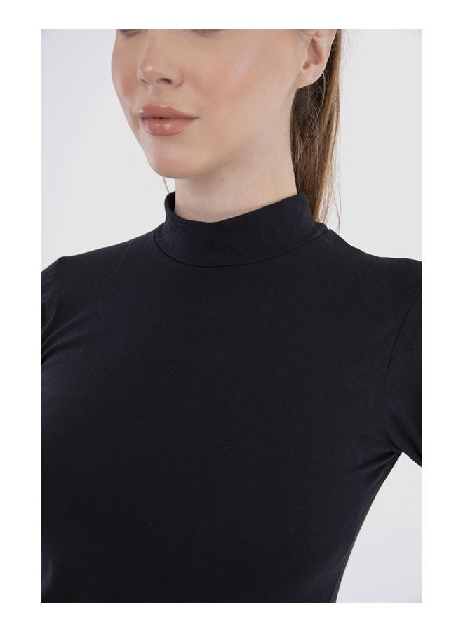 كارينا قميص برقبة عالية مقاس LS طراز M4551 أسود - Image 4
