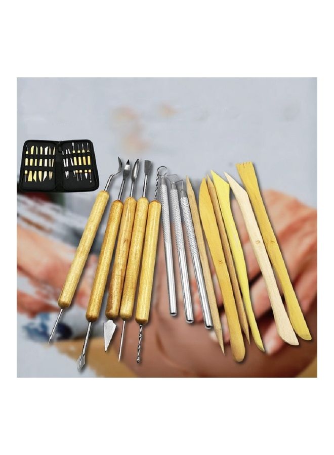 oem 14-Piece Ceramic Sculpture Carving Knife DIY Tool Set Silver/Yellow - Image 1