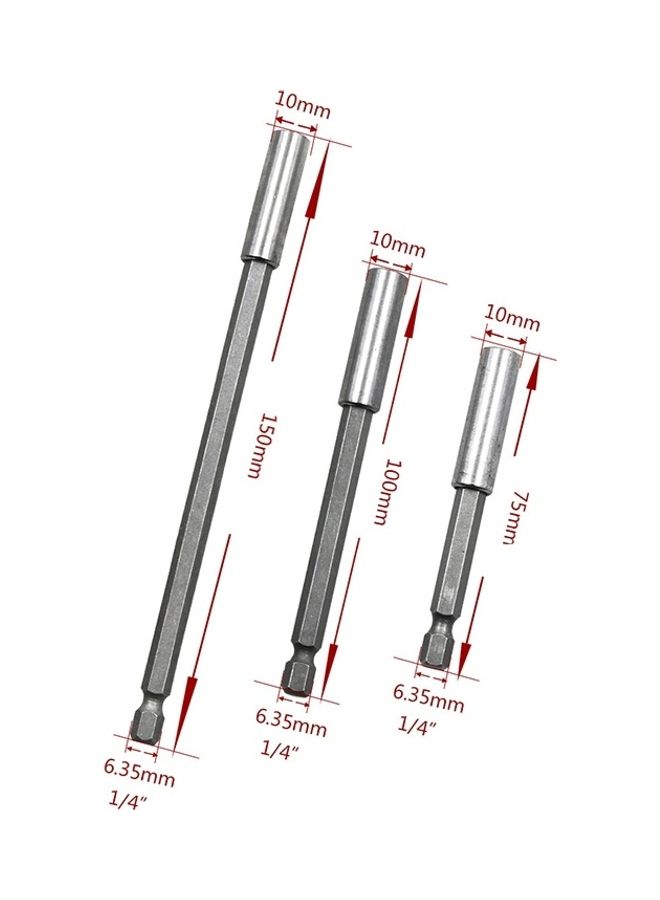 oem - 3 in 1 1/4 Electric Batch Head High Magnetism Connecting Rod Silver - Image 1