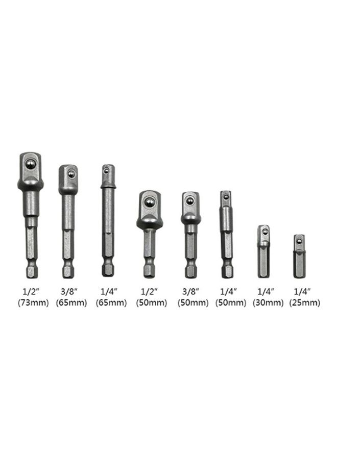 oem - 8-Piece Set Socket Bit Extension Bar Hex Shank Adapter Drill Nut Silver - Image 1
