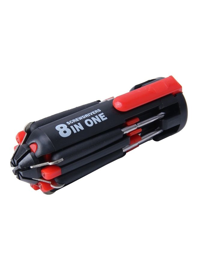 oem 8 in 1 Multifunctional Portable Screwdriver with LED Torch Black/Red - Image 1