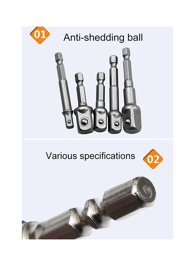 oem - 8-Piece Set Socket Bit Extension Bar Hex Shank Adapter Drill Nut Silver - Image 1
