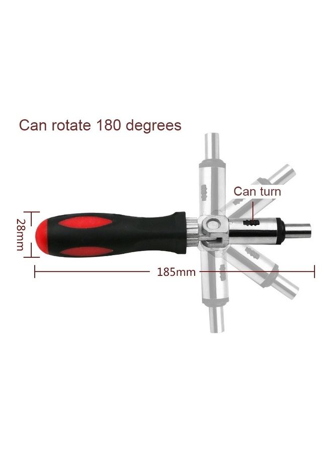 oem - 180 Degree Multi-function Ratchet Screwdriver Black/Red/Silver - Image 1