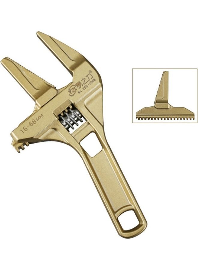 oem Multifunctional Short Handle Large Opening Adjustable Wrench Gold  - Image 1