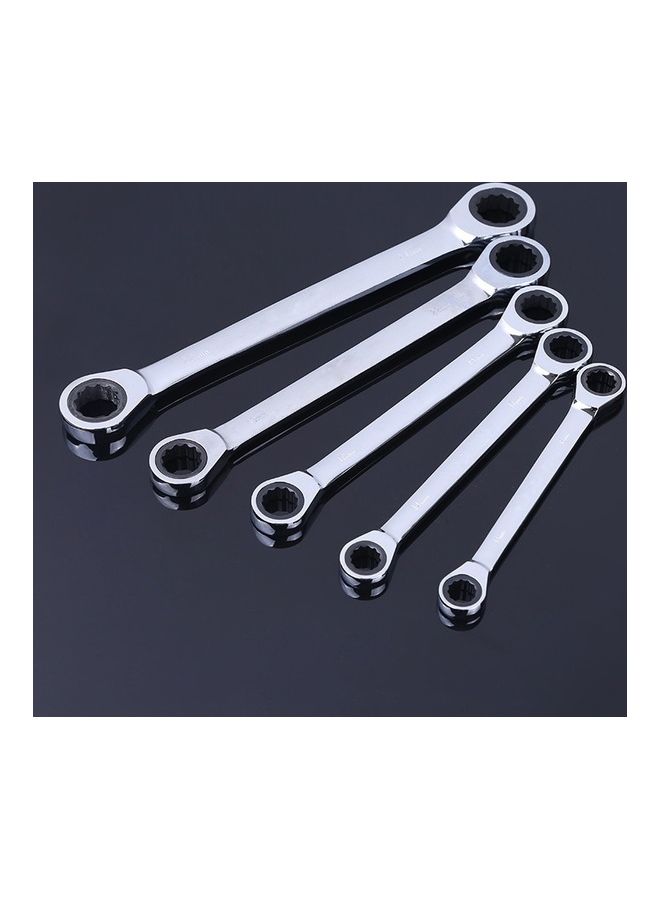 oem 5-Piece Professional Double-Head Ratchet Wrench Silver  - Image 1
