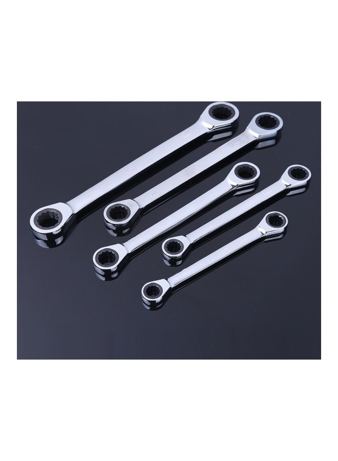 oem 5-Piece Professional Double-Head Ratchet Wrench Silver  - Image 2