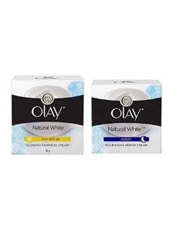 Olay Pack Of 2 Natural White All In One Night Skin And Glowing Fairness Cream Day SPF 24 Natural White 50grams  - Image 1