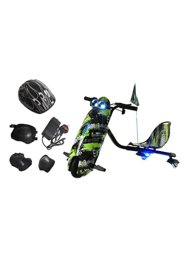 Rally Electric Drift Scooter 3 Wheel with Helmet Kit, Knee Guard and Elbow Multicolour - Image 2