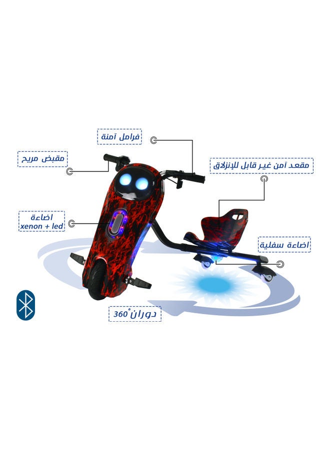 Rally Electric Drift Scooter 3 Wheel with Helmet Kit, Knee Guard and Elbow Red - Image 5