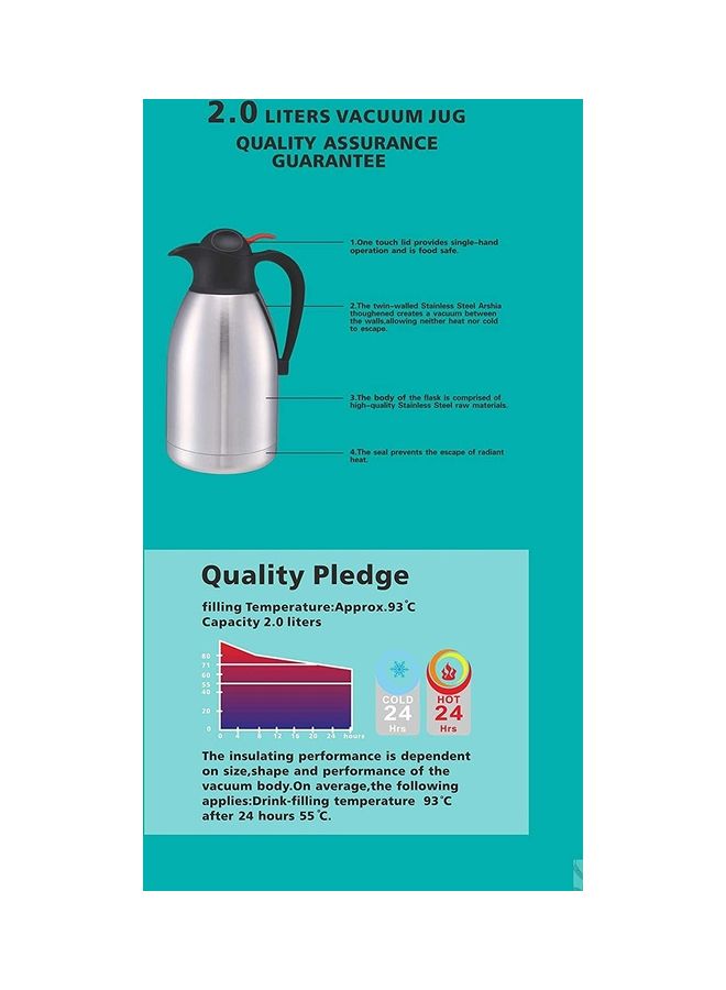 XiuWoo Stainless Steel Double Walled Vacuum Tea Carafe Silver/Black - Image 2