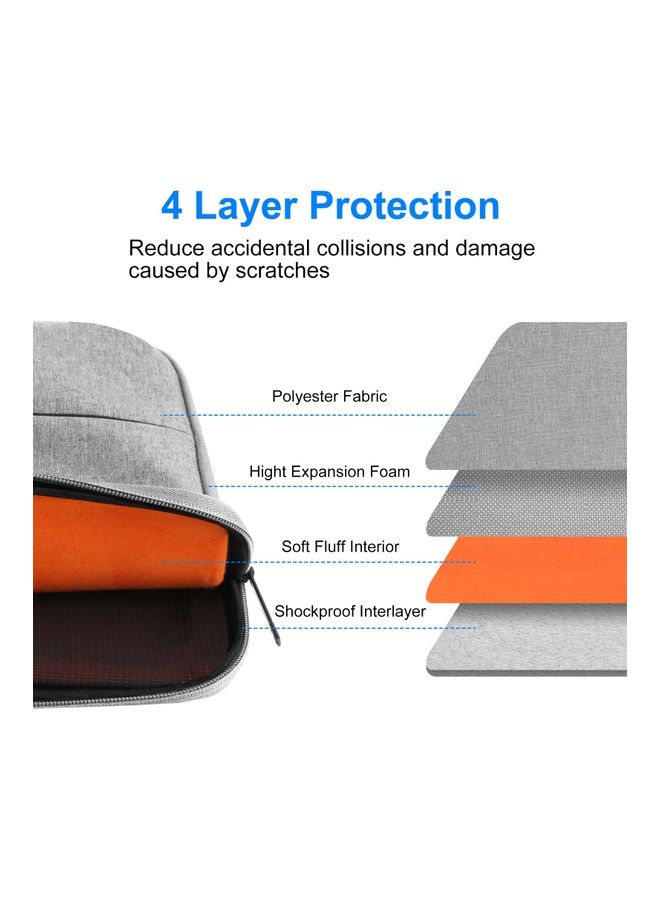 14-Inch Sleeve Case Zipper Laptop Handbag Grey  - Image 4