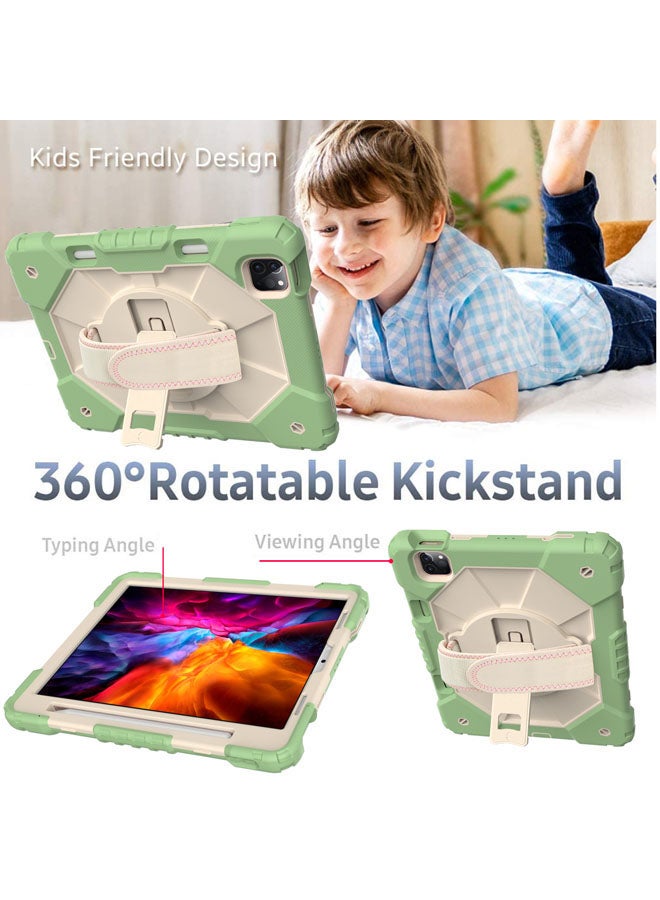 Rock Pow Protective Case Cover for iPad Pro 11 2021/2020/2018/Air410.9 Green/Beige - Image 5
