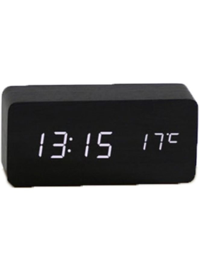 منبه خشبي LED مُزود بخاصية تحكم بالصوت أسود 15x4.5x7سم - Image 1