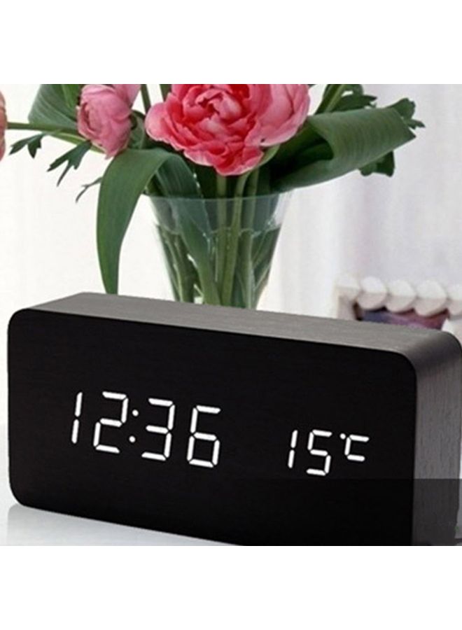 منبه خشبي LED مُزود بخاصية تحكم بالصوت أسود 15x4.5x7سم - Image 2
